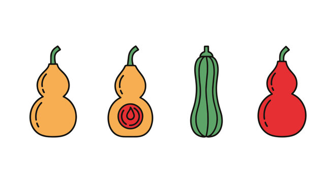 Wax Gourd Line art vector set dynamic abstract creative
