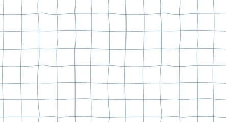 Hand drawn grid line seamless pattern. Blue and white notebook paper checkered texture in sketchy doodle style. Vector background for school design, planners, stationery and Y2K inspired graphics.