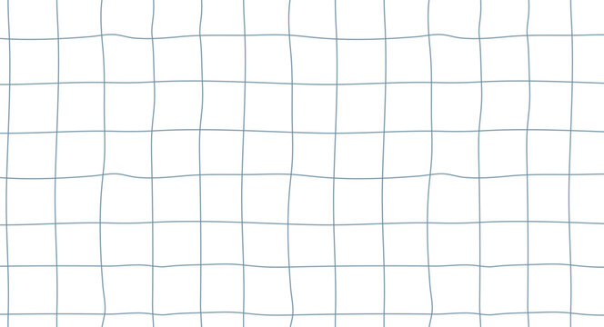 Hand drawn grid line seamless pattern. Blue and white notebook paper checkered texture in sketchy doodle style. Vector background for school design, planners, stationery and Y2K inspired graphics.