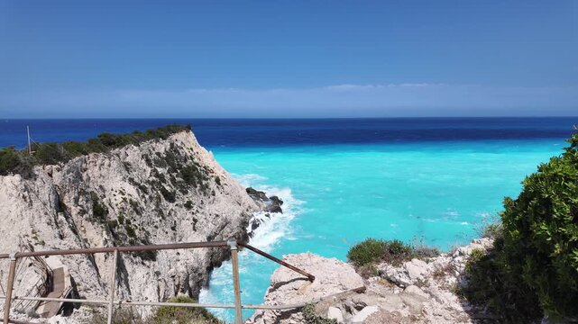 Amazing Panorama of Lefkada Coastline near Porto Katsiki beach, Ionian Islands, Greece