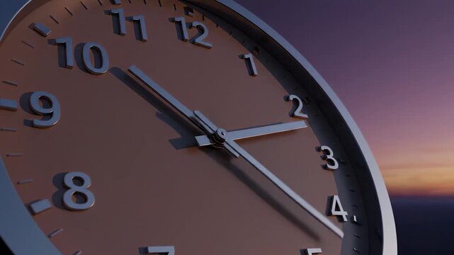 Video of 24 hour clock loop with fast time passing and seamless day night transition, abstract time lapse concept, productivity, deadline, schedule and business efficiency theme for modern digital