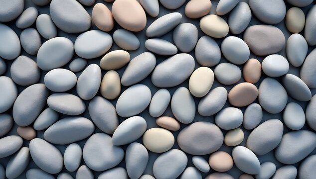 Smooth Natural River Stones Background Texture.