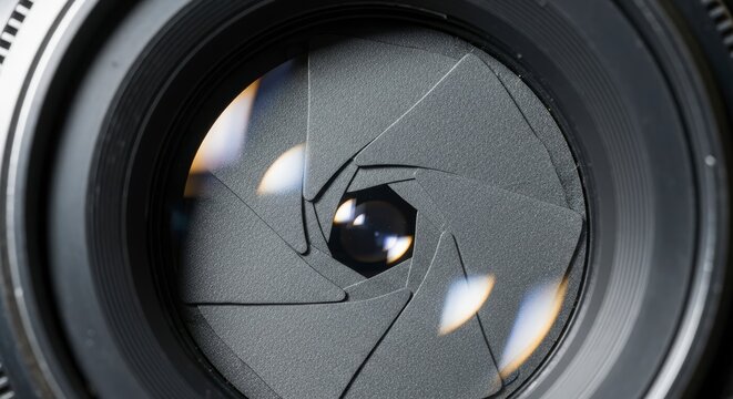 Close-up of a camera lens.