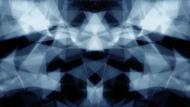 Abstract blue polygonal network connection background, futuristic digital technology and data visualization animation in 4k