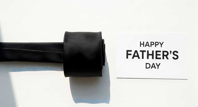 Happy father's day celebration greeting card with black ribbon
