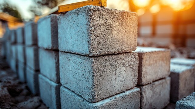 Gray concrete blocks stacked