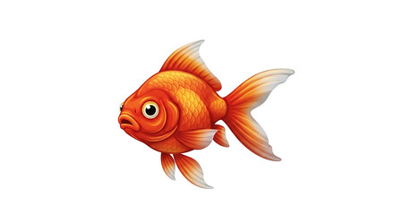Fototapeta premium A single goldfish swimming with its fins extended, a colorful aquatic creature. PNG, isolated on white background
