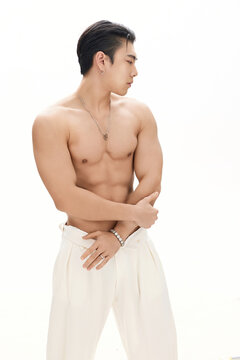 Young, handsome, muscular Asian male image