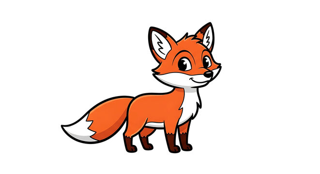 Cute fox illustration posing with charming smile. PNG, isolated on white background