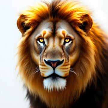 Lion portrait with intense gaze
