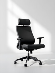 Fototapeta premium Black ergonomic office chair with neutral background