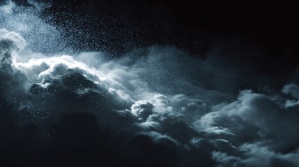 Fototapeta premium Dramatic storm clouds lit by lightning with dark sky, and atmospheric rain.