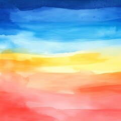 Fototapeta premium Beautiful Abstract Watercolor Stripes in Blue, Golden, and Red Tones, Seamless Canvas Design