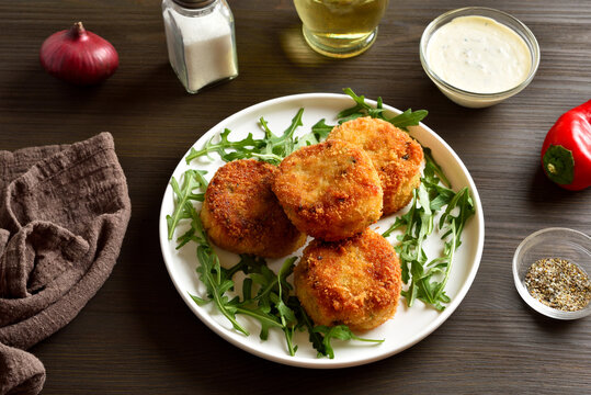 Deep fried fish cakes from mashed potato and minced fish