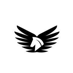 Fototapeta premium Black and White Abstract Pegasus Winged Horse Head Logo Icon
