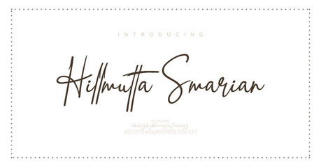 Hillmutta Smarian, Script alphabet letters font logo. Typography luxury classic lettering serif italic fonts decorative wedding vintage retro logos. vector illustration  © Gizmo Design