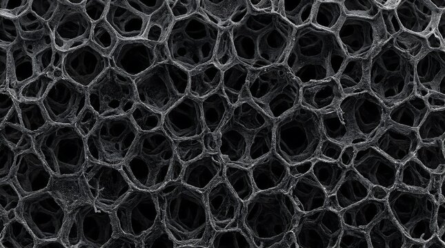 Black foam close up texture, abstract design and science background , modern corporate concept, texture background, copy space