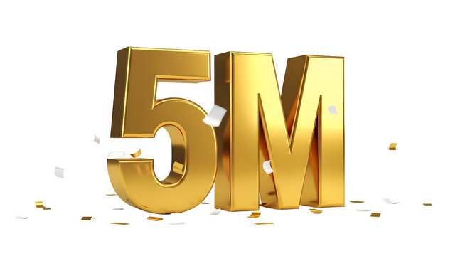 Golden 3d 5m isolated on transparent background