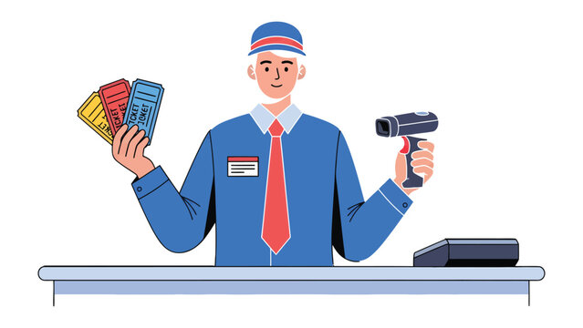 Courier's Daily: A uniformed courier efficiently manages parcels and a barcode scanner, ready to dispatch packages with speed and accuracy.