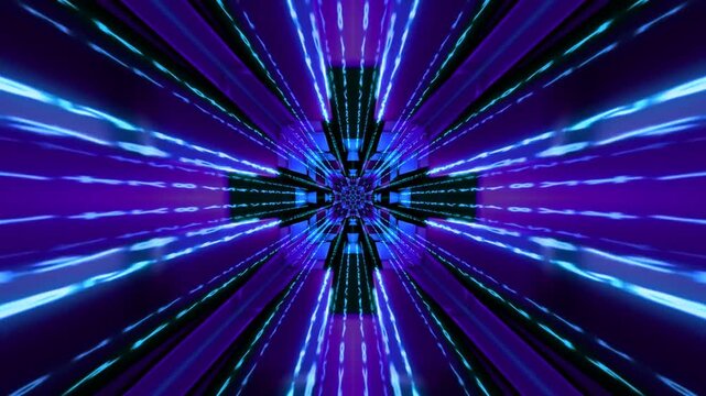 Abstract blue background design with a bright burst of glowing pink laser rays and shiny star light beams creates a vibrant energy pattern for a modern vector wallpaper illustration