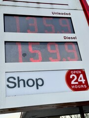 Price board showing cost of diesel and petrol amid fuel supply crisis in the United Kingdom as a result of the Iran war © thrimage