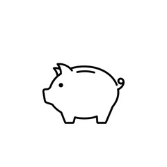 Obraz premium Simple outline piggy bank vector image showcasing a minimalist porcelain pig design used for financial icons, saving concepts, and children's money management education.
