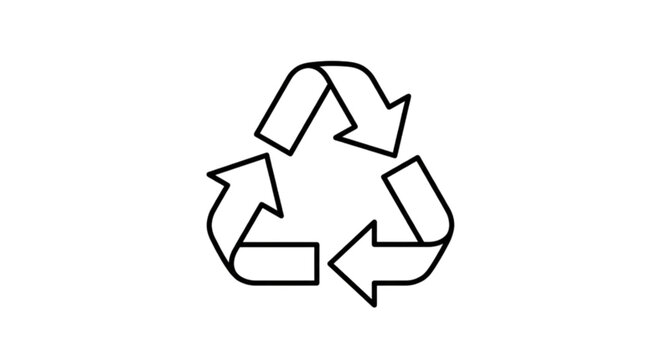 Minimalist black and white recycle symbol vector image representing environmental conservation sustainability and the global movement toward eco friendly waste management and green living practices
