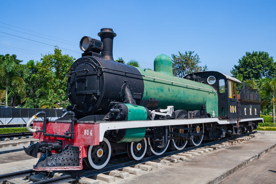 Death Railway Steam Locomotive In Kanchanaburi, Thailand