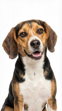 Beagle Dog Portrait Close Up Standing on White Background Social Media PSD