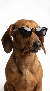 Funny Dachshund Dog Wearing Sunglasses and Sticking Out Tongue Social Media PSD