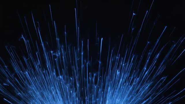 Seamless looping thin blue sparks cinematic flickering micro embers floating low gravity luminous refined visuals motion gradient shimmer