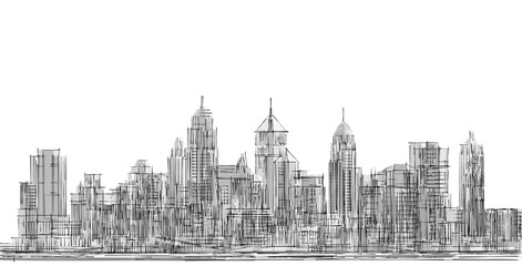 Fototapeta premium modern city panorama 3d illustration 