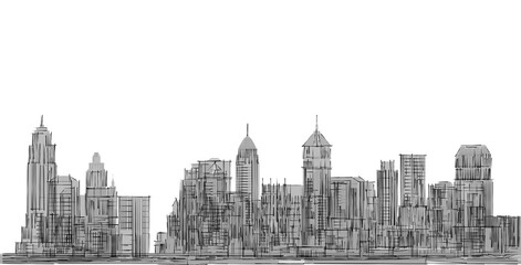 Fototapeta premium modern city panorama 3d illustration 