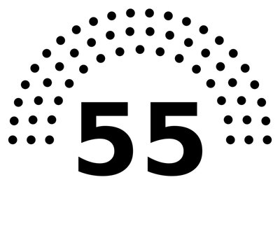 Hemicycle 55 seats - 8 rows