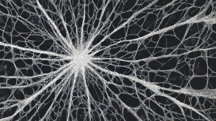 Obraz premium Abstract, network-like structure, with bright, interconnected lines emanating from a central point