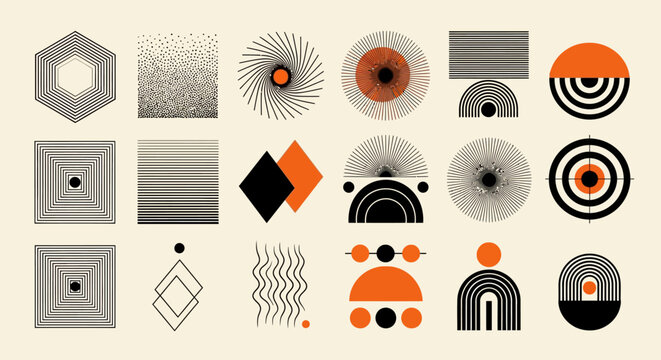 Abstract Geometric Shapes and Patterns with Mid-Century Modern Design Elements