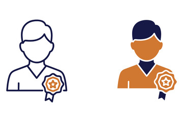 Fototapeta premium Two professional individuals wearing achievement badges on transparent background illustration