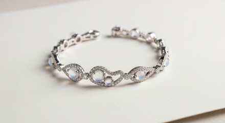 Silver Diamond Tennis Bracelet on White.