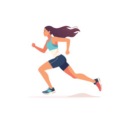 Fototapeta premium Young woman and man running silhouette vector illustration fitness and sports action