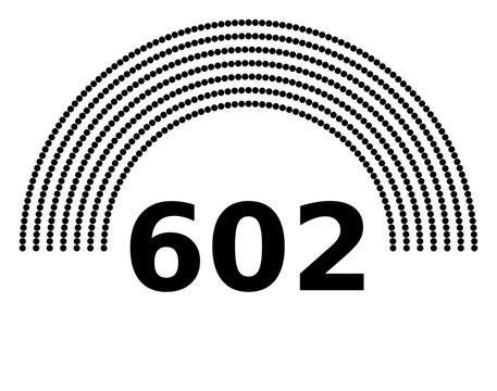 Hemicycle 602 seats - 8 rows