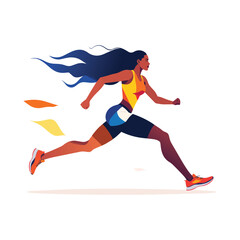 Obraz premium Running man vector silhouette on the beach in action sports pose