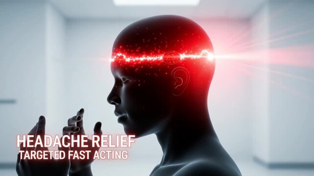 headache stroke neurological Graphic Representation of Headache Relief Technology with Human