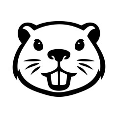 Logotipo con dibujo sencillo con líneas de la cabeza de un castor visto de frente  © teracreonte