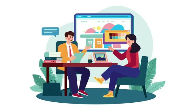 UI UX Design Meeting Animation Scene