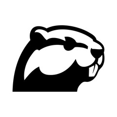 Logotipo con dibujo sencillo con líneas de la cabeza de un castor visto de perfil  © teracreonte