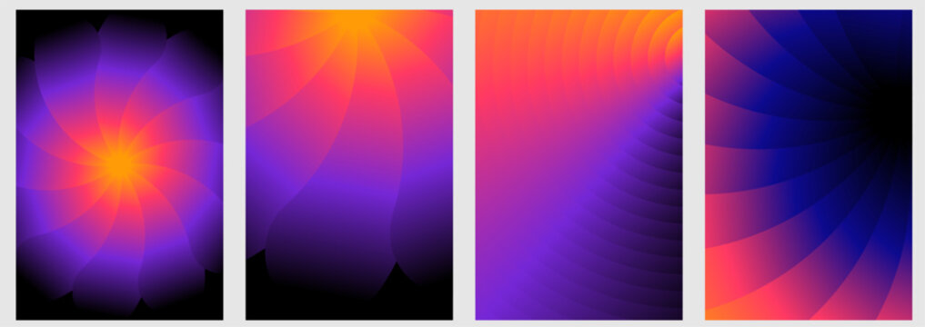 Vector illustration collection - trendy abstract creative minimalist prints and compositions with bright gradient colors - design templates for social media posts and stories, posters and banners 