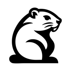 Logotipo con dibujo sencillo con líneas de un castor sentado visto de perfil  © teracreonte