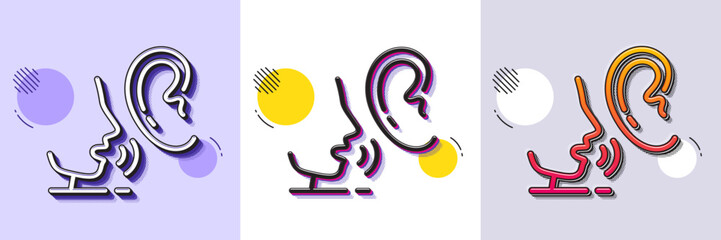 Fototapeta premium Whisper line icon. Halftone dotted pattern. Gradient icon with grain shadow. Audio message sign. Hearing symbol. Line whisper icon. Various designs. Vector