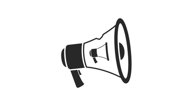 A black and white illustration of a megaphone.