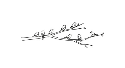 A group of birds on a branch.